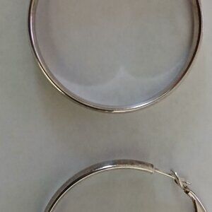 NIB - Sterling Silver 1-1/2" Omega Back Hoop Earrings by Silver Style